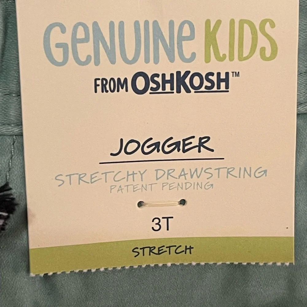 Genuine Kids OshKosh Boys 3T Green Adjustable Waist Jogger Pants - Picture 10 of 12